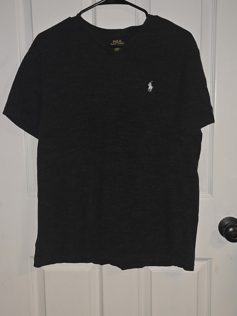 Polo by Ralph Lauren Black Short-Sleeve V-Neck Tee with White Pony Logo